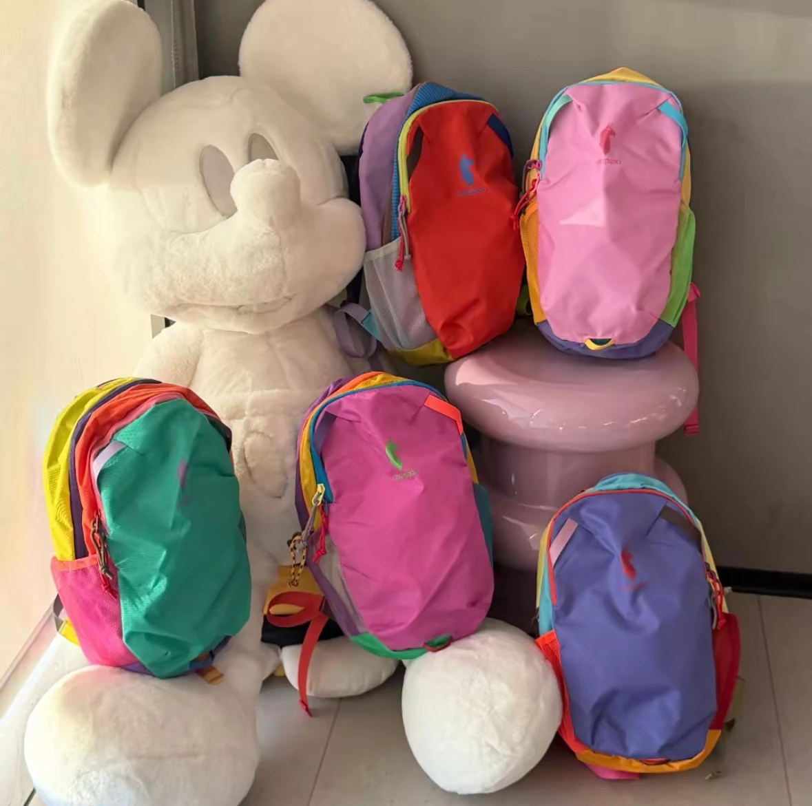 Popoglow Alpaca Dopaine Color Block 12L Kids Backpack Small Capacity Hiking Outdoor Sports Bag Nylon Material with Layers