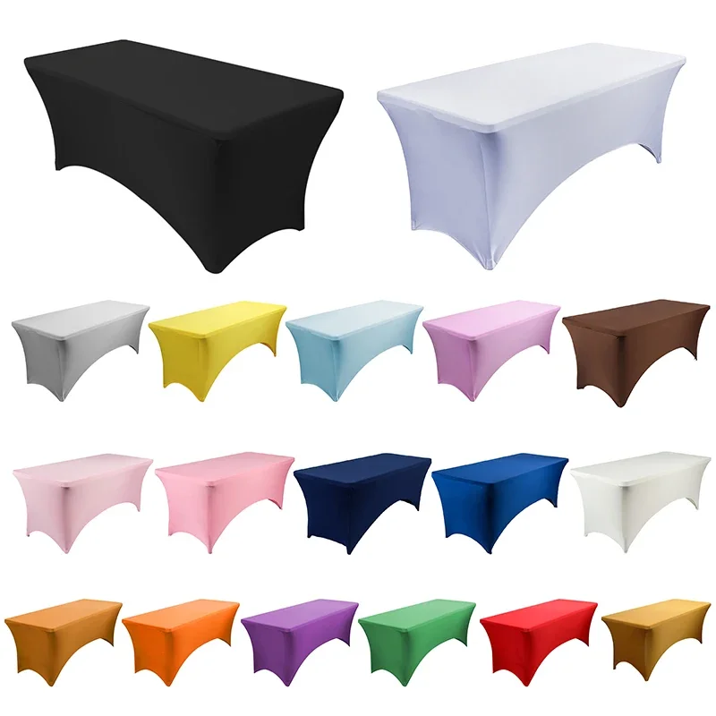Solid Multicolor Spandex Fitted Stretch Table Cover 4ft 5ft 6ft 8ft Rectangular Table Cocktail Tablecloth for Wedding Banquet