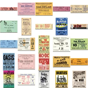 55 PCs Retro Rock Band Tickets Graffiti Tickets Musik Tickets Decal für Notebook Skate Gitarre Cooler Spielzeugaufkleber 6 Hauptverkaufsaufkleber Musik - №1