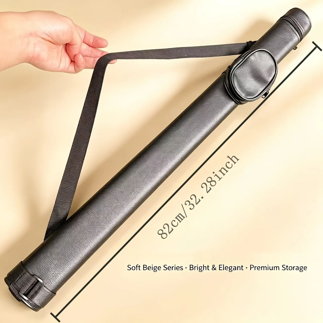 1/2 Split 2-Hole PU Pool Cue Case, Thick Lining for Cue Protection, Adjustable Shoulder Strap, Perfect Holiday Gift