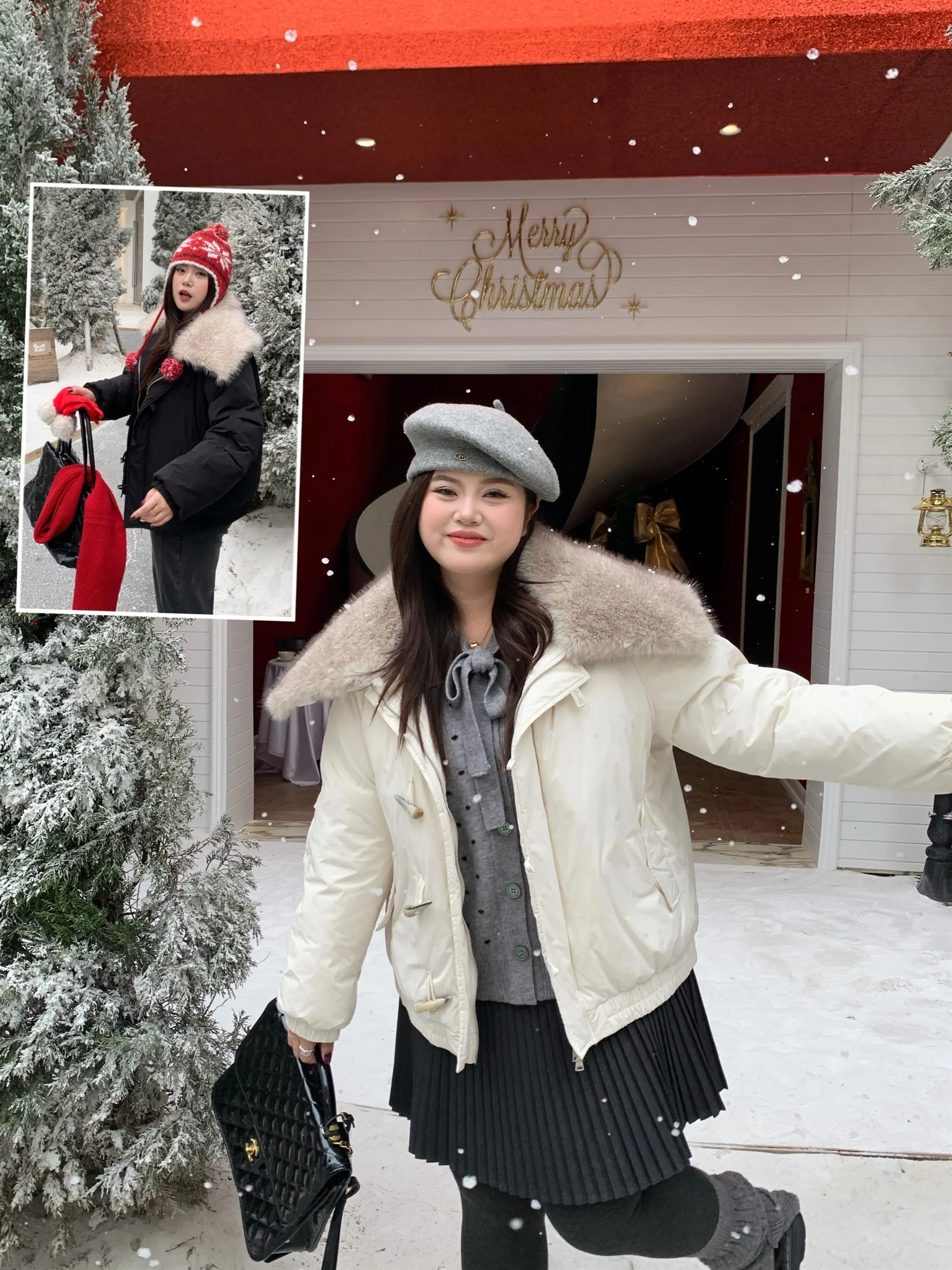 

Cisas Season NailooStudio Nordic Winter Detachable Fur Collar Tee-Proof down Jaet Long Sle Ladies Faion