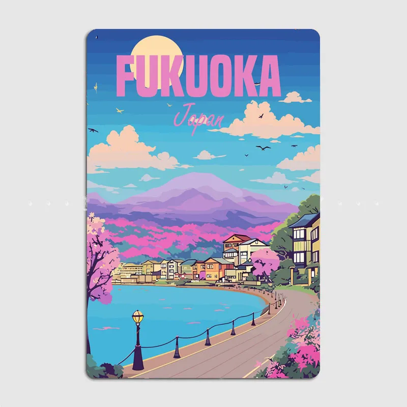 Fukuoka japan Travel Scenic Spot Poster Metal Plaque Tin Sign Home Decor Room Decoration Kitchen Wall Decor