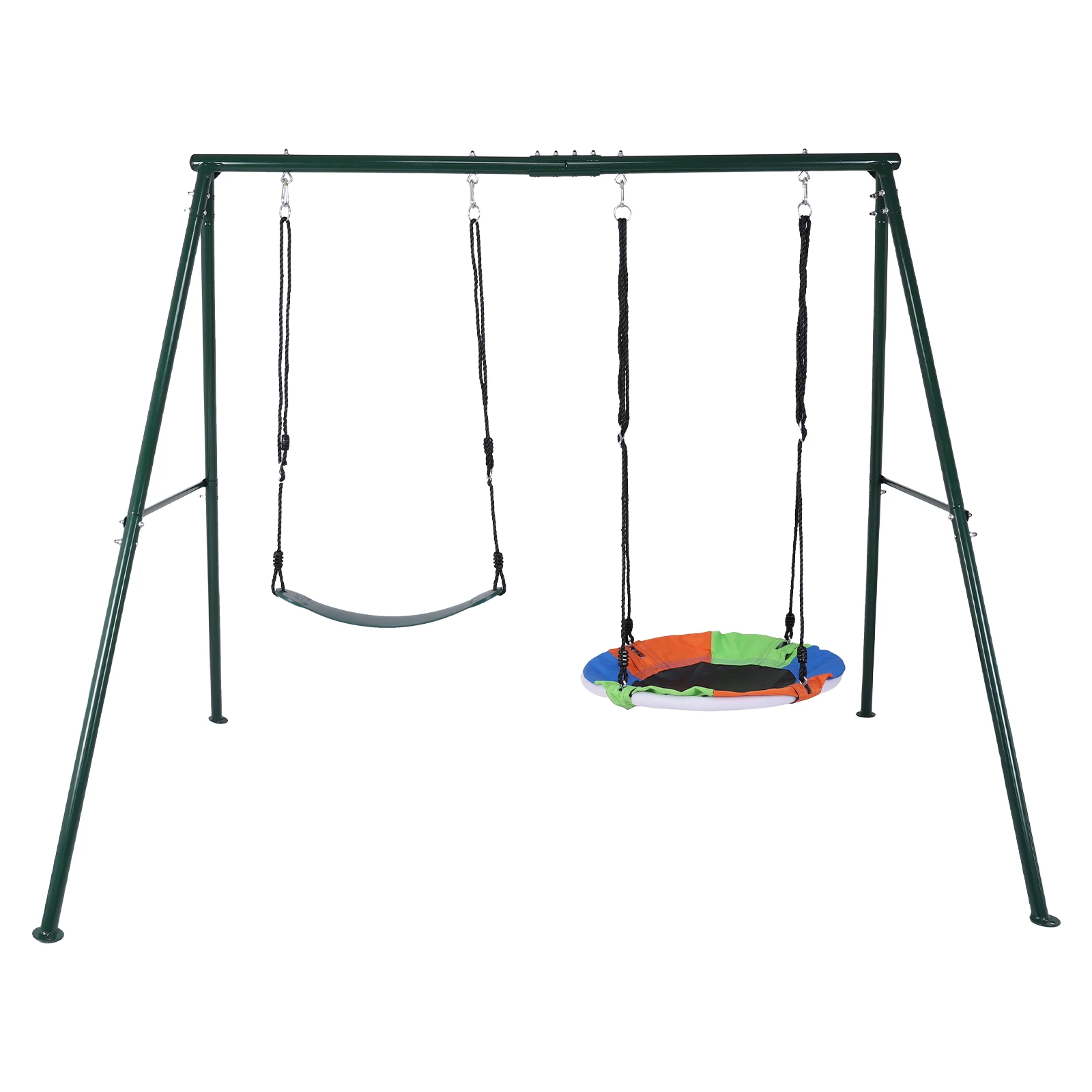 Swing Set Frame Rust Proof Metal Hammock Stand Multi-Purpose Heavy Duty Playground Frame for Universal Swing Soft Board Swing