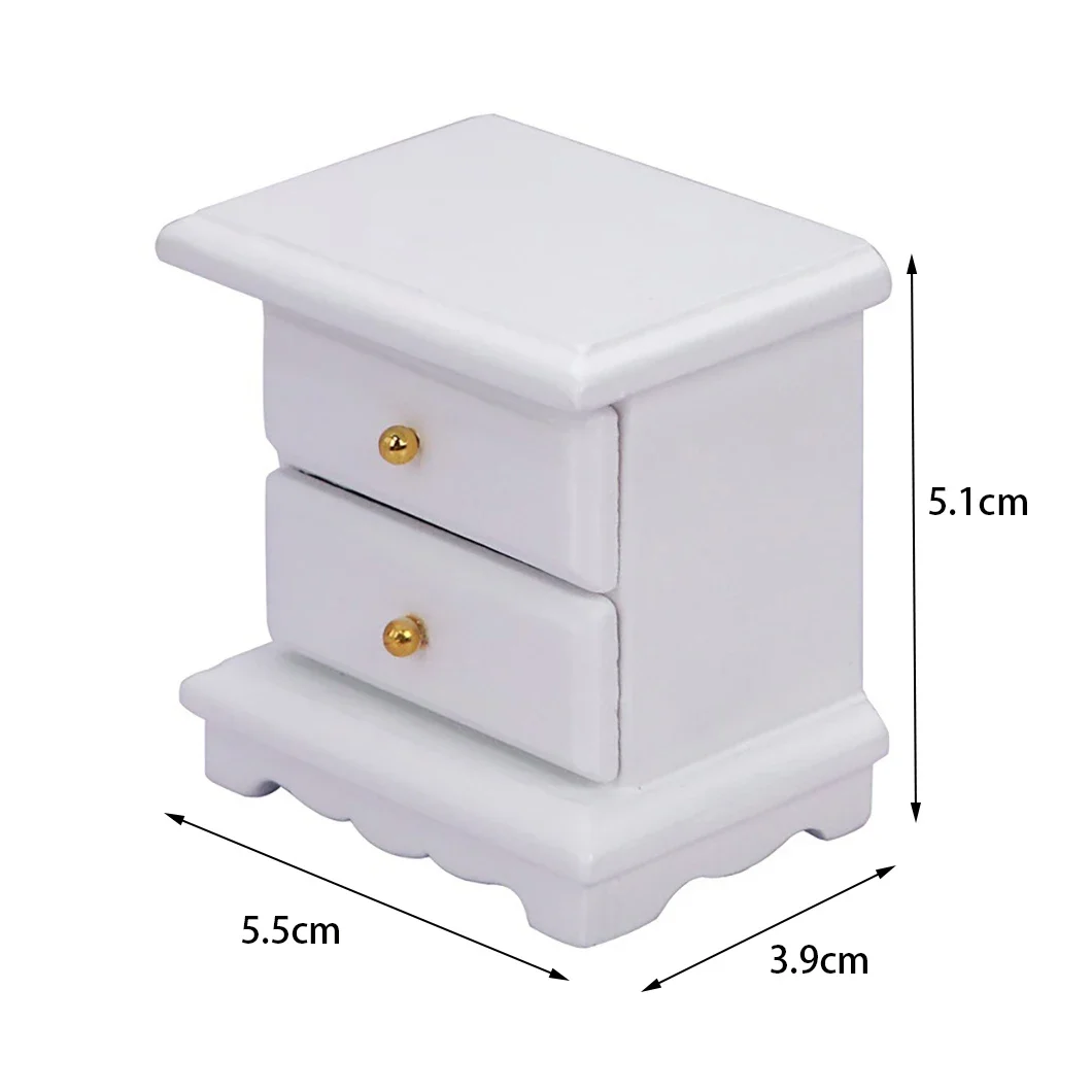 1/12 Poppenhuis Miniatuur Nachtkastje met Twee Lade Mini Bed Stand Model Speelgoed voor Poppenhuis Accessoires Decoratie ob11 bjd
