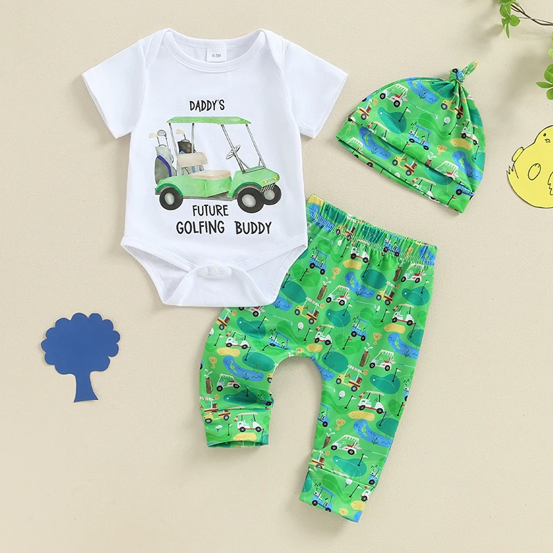 Baby Golf Outfit Daddy's Future Golfing Buddy Romper T-shirt And Pants Set Newborn Infant Boy Girl Summer Clothes