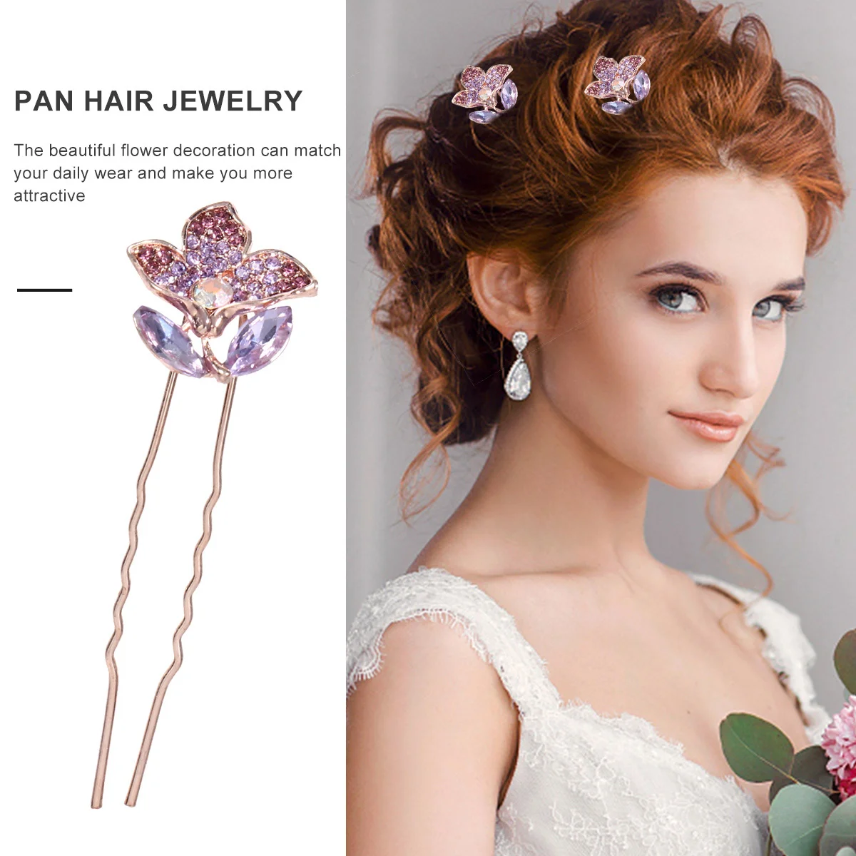 4 Stück Strass Braut Haarnadel Blumen Dekor Braut Kopfschmuck Hochzeit Haarschmuck Elegante Haargabel für Braut und Brautjungfern