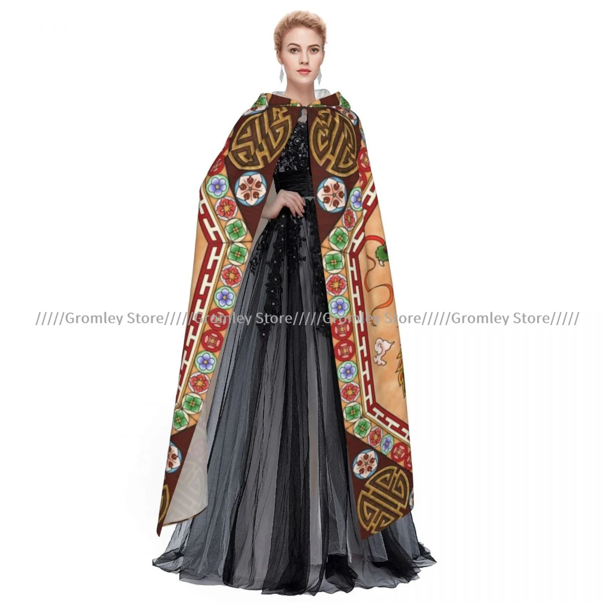 Dragon Witch Cloak Hooded Cosplay Costume Halloween Adult Long Party Cape - view 5