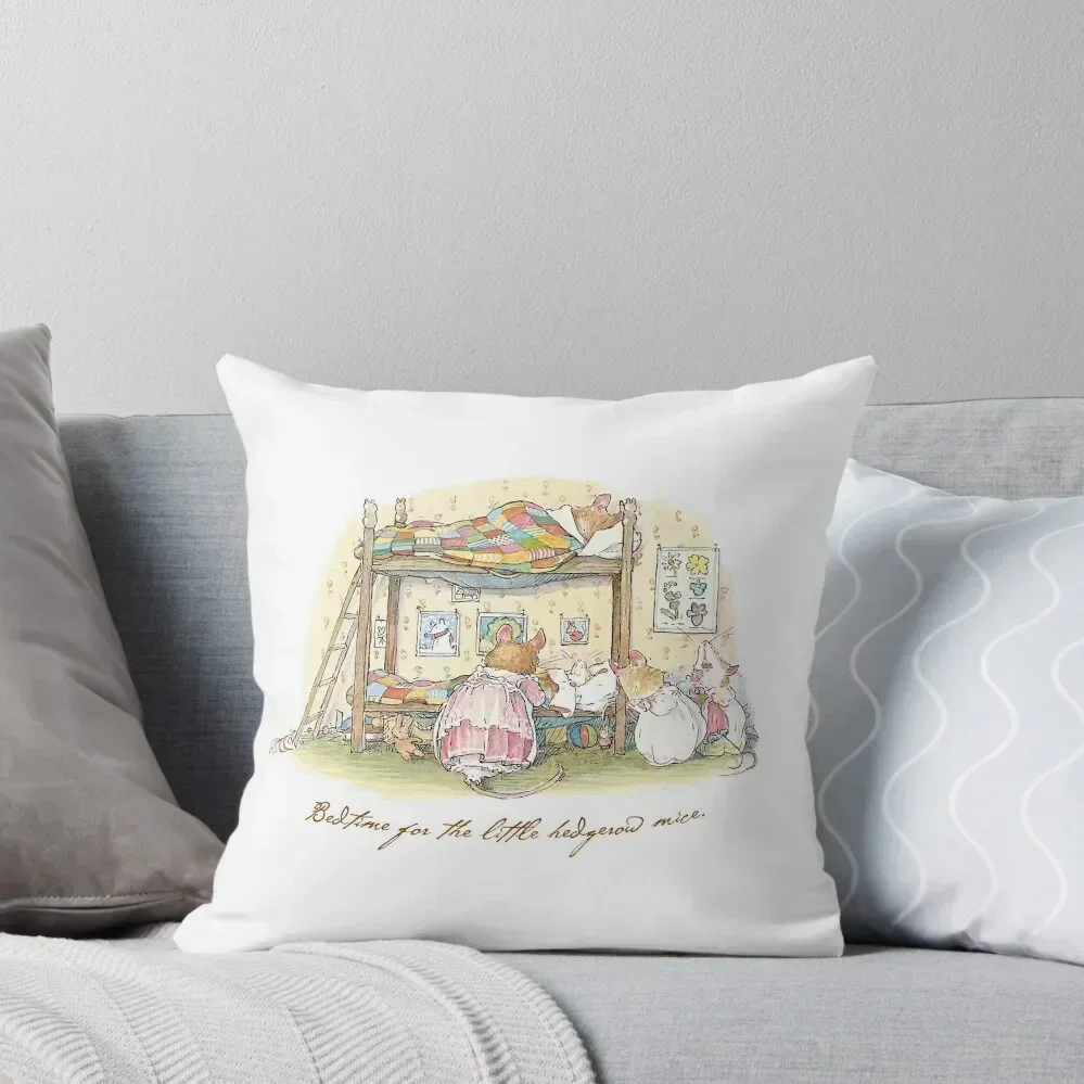 

Lady Woodmouse gets the little mice into bed Throw Pillow Cushions For Decorative Sofa Room decorating items pillow