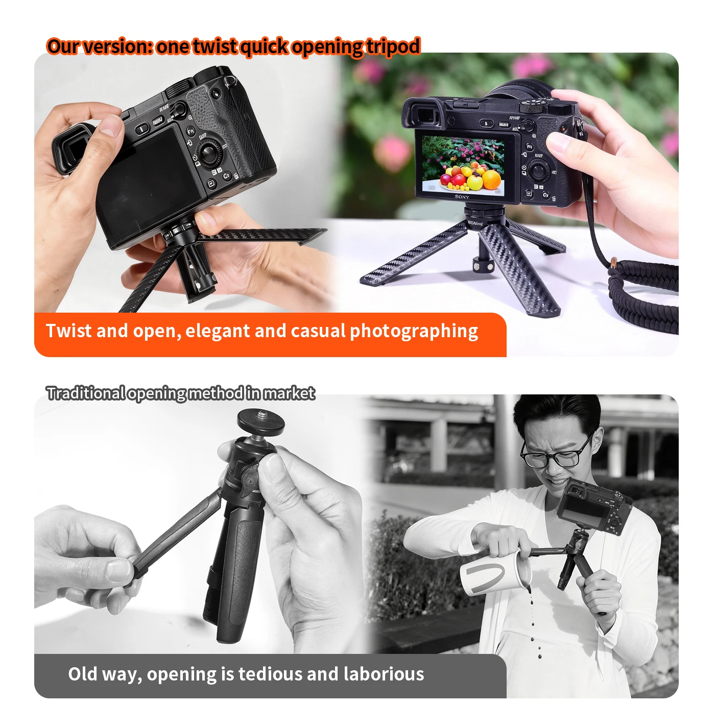 Mini-Vlog-Stativhalterung mit 1/4-Zoll-Adapter für Gopro Insta360 X6 X5 Air OSMO 360 II Action 5Pro Einbeinstativ Selfie-Stick-Stange – Detail 4