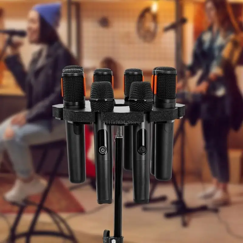  Microphone Stand Round Tray Attachment holds up to 8 Mics On Stage Organizers