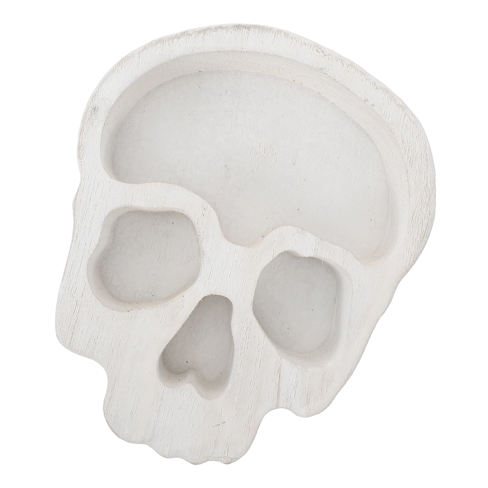 

Creative Halloween Skull Bowl Wood Snack Tray Fruit Plate Holder Versatile Use Colorful Design Party Favors