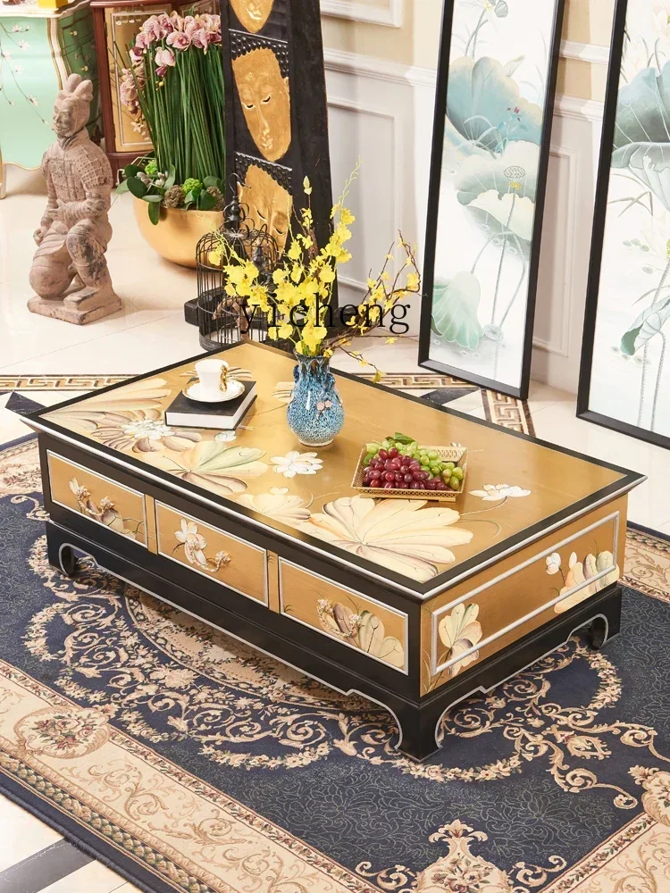 long square exquisite storage large apartment living room villa coffee table matching floor cabinet