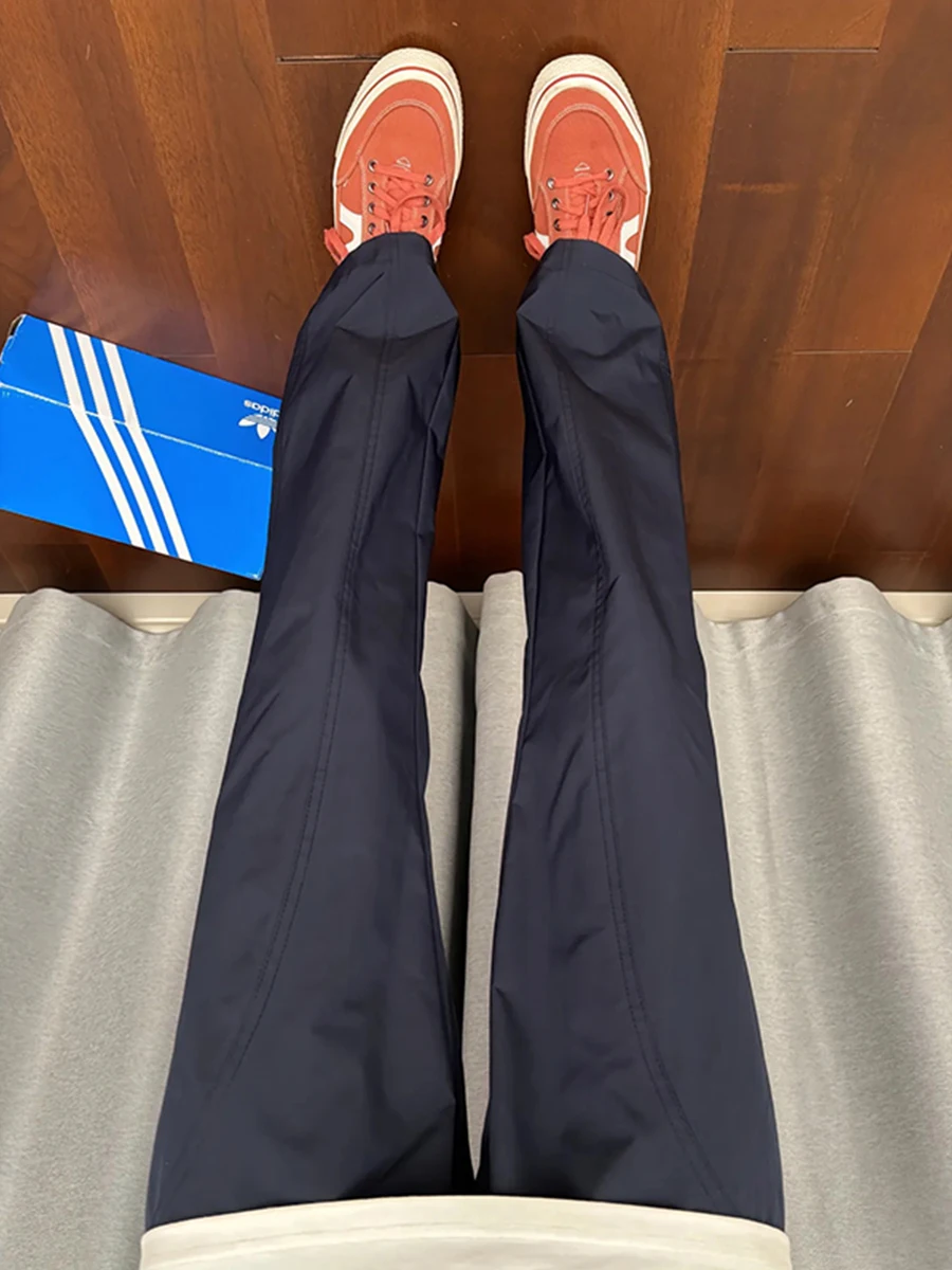 

Navy Blue Men's Soft ell Qui Dry Nylon Spring Autumn Straight Leg Sport Pants Tactical Cargo Trousers Casual Youth Faion