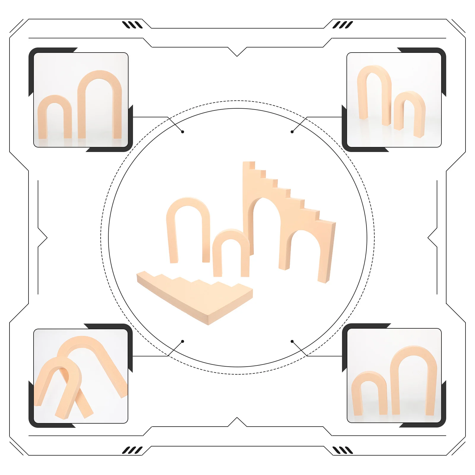 

4Pcs 3D Display Ornaments Compact Lightweight Portable Photography Background Prop Photo Prop for Jewelry Cosmetics