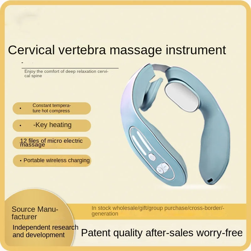 

Rechargeable Neck Massager with 6 Shiatsu Modes Heat Cervical Spine Relaxation for Office Travel
