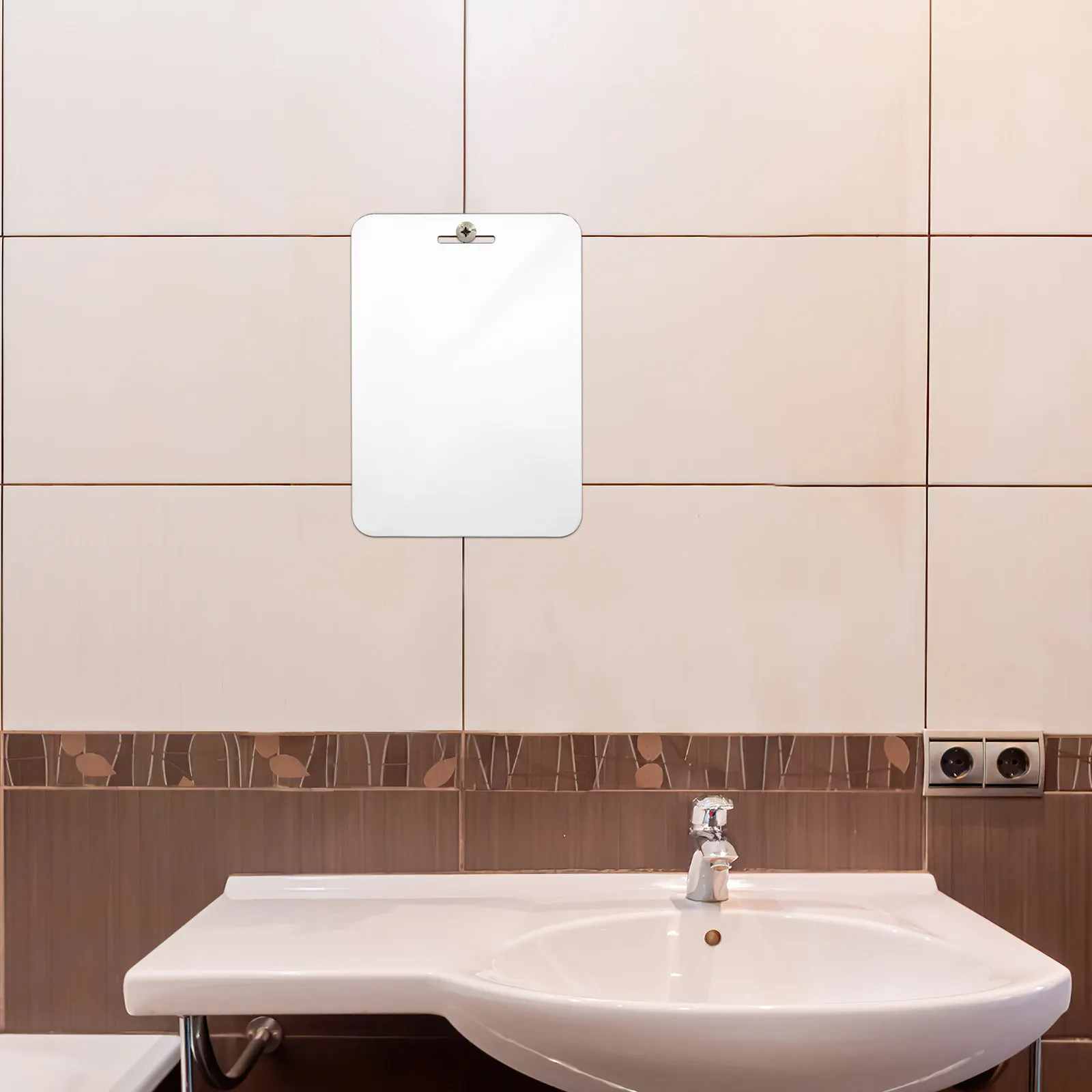 

1Set Acrylic Bathroom Mirror 30x20cm Fogless Unbreakable Wall Hanging Shaving Makeup Shower Mirror for Travel Camping Vanity