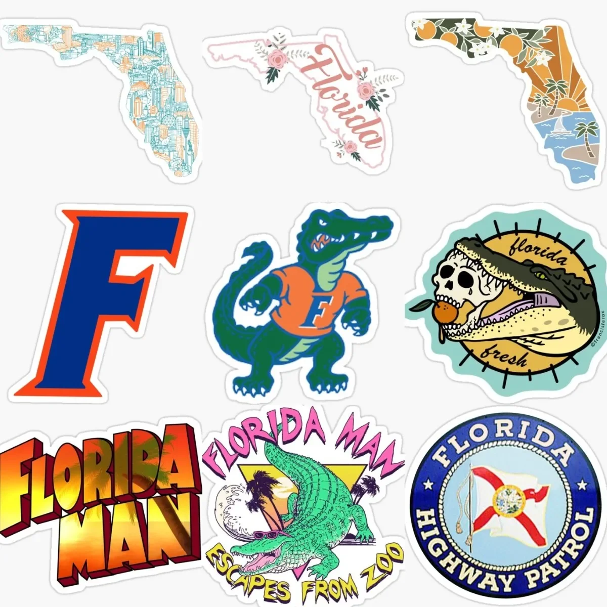 

Floridan FL Map Crocodile Sticker Wall Room Truck Car Motorcycle Window Bicycle Van Moto Glass Helmet Racing Camper Decal PVC