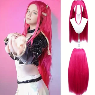 40-дюймовый длинный розово-красный прямой парик, парик для косплея Witch Hunters-Mila, групповой стиль девушки поп-певца