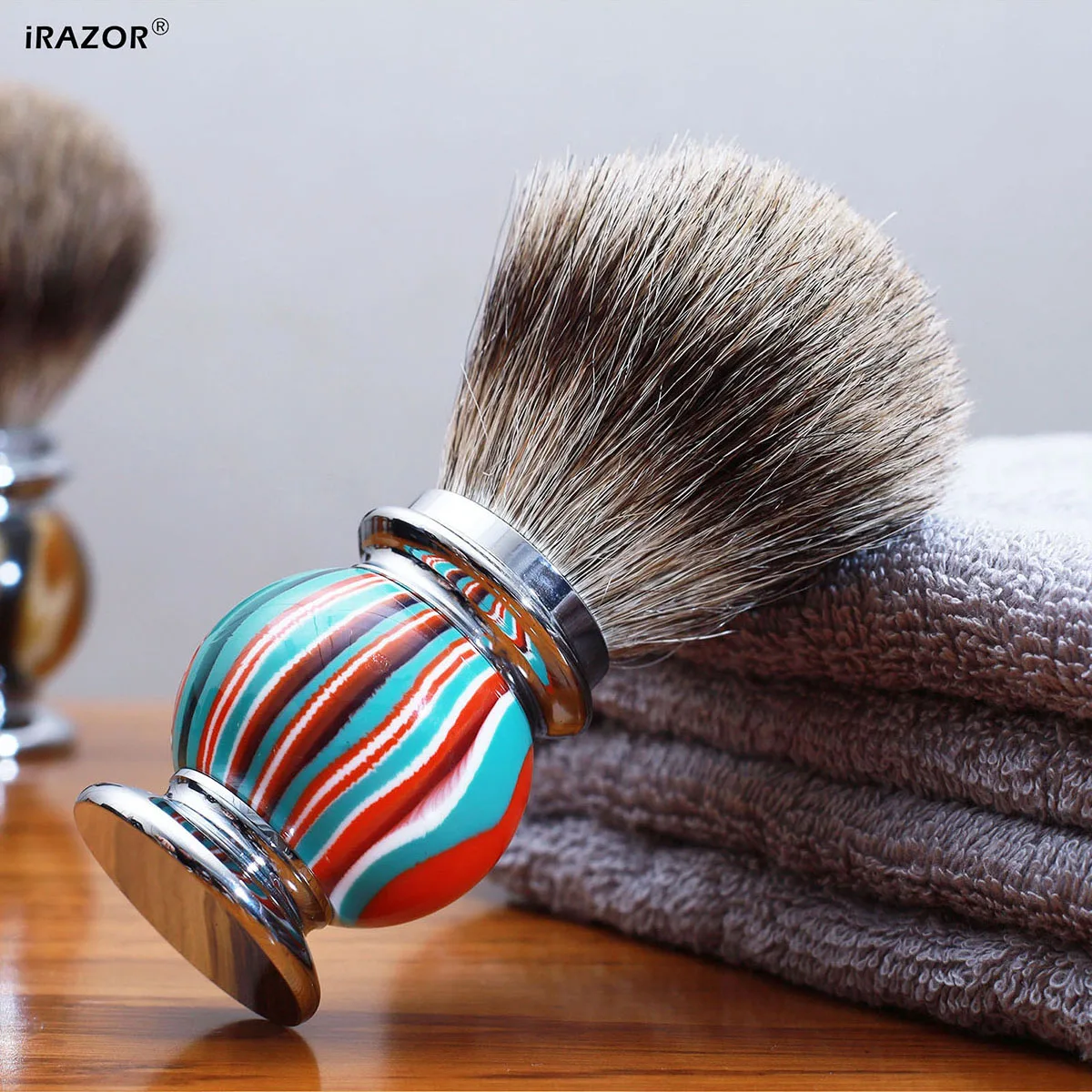 Silver Tip Pure Badger Hair Shaving Brush with Art Styling Resin Handle Best Gift for Men Razor Barber Tool for Cream Shave