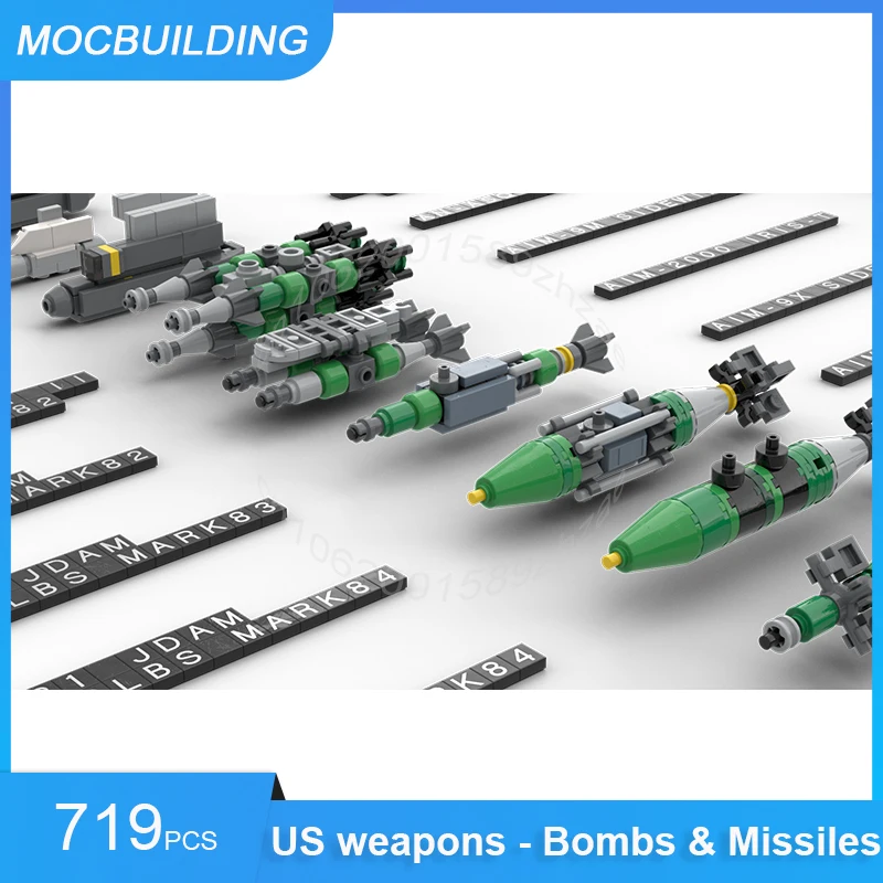 MOC Building Blocks US Weapons - Bombs and Missiles Model DIY Assemble Bricks Creative Military Collection Toys Gifts 719PCS