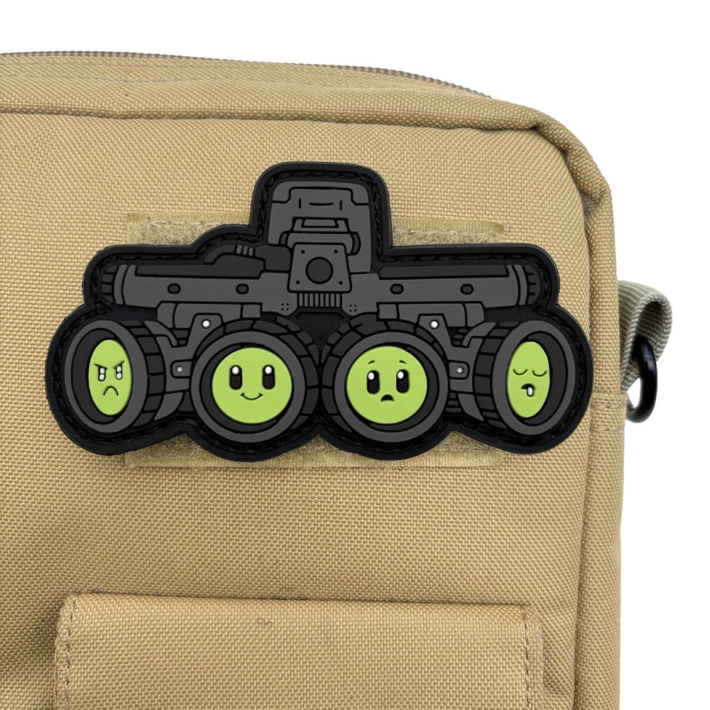 Smiling Tactical Mechanical Four Eye Panoramic Night Vision Device PVC Morale Badge Hook Loop Patches Military Backpack Sticker