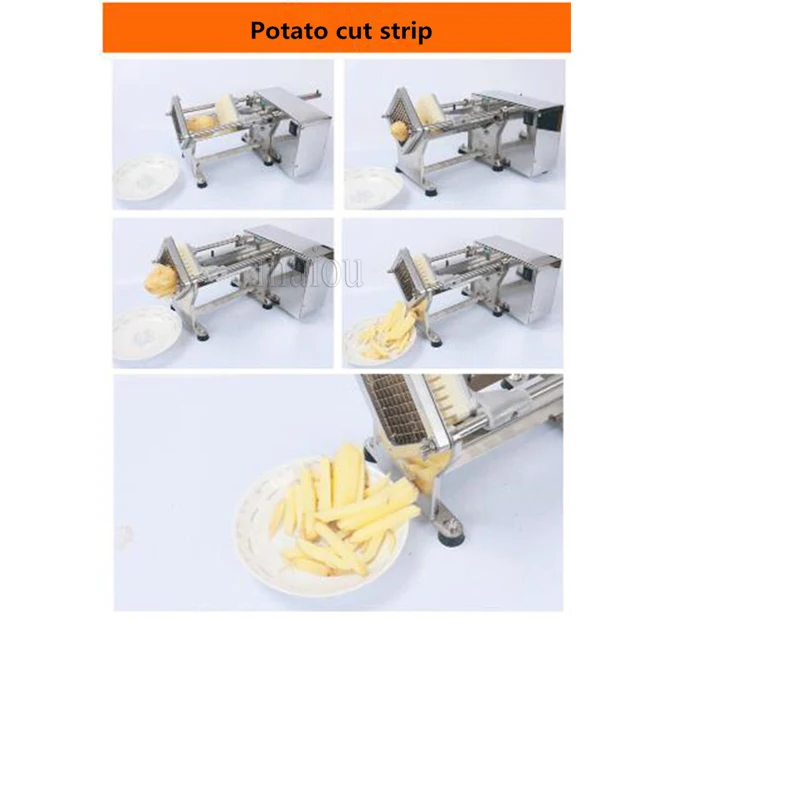 Electric potatoes French fries chips cutter Slicer stainless steel Cut vegetables onion carrots machine with 7/10/14mm