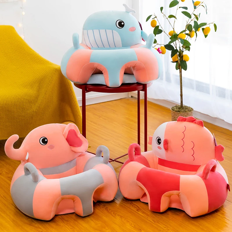 Juste de siège de soutien de canapé pour bébé, chaise en peluche pour apprendre à s'asseoir, chaise confortable, bouffée de accent de dessin animé, chaise longue lavable au sol pour tout-petit