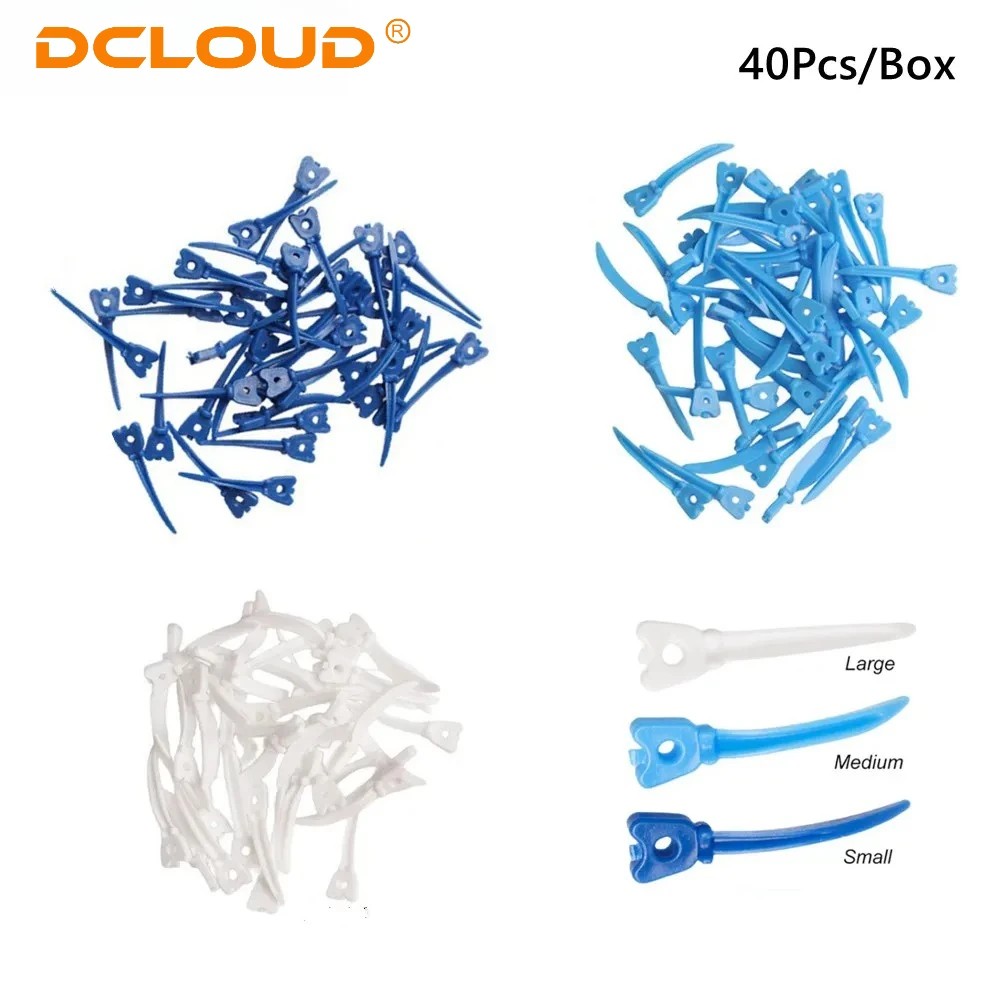 40 Teile/schachtel Einweg Dental Tulwar Keile für Schnittmatrix System Zahn Lücke Nachfüllen Kunststoff Keile Mit Loch S/M/L – Detail 3