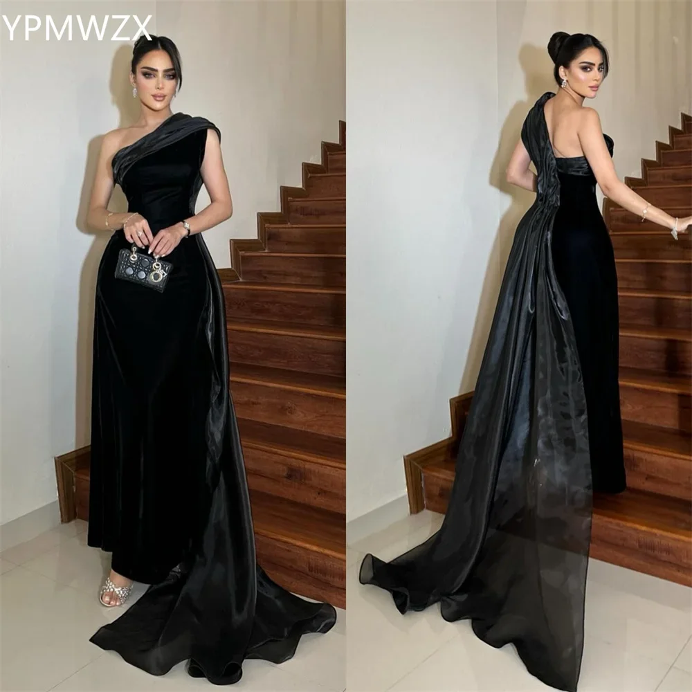 

Customized Party Dress Occasion Prom Gown Evening Formal YPMWZX One Shoulder A-line Floor Length Skirts Draped Fold Bespoke Occa