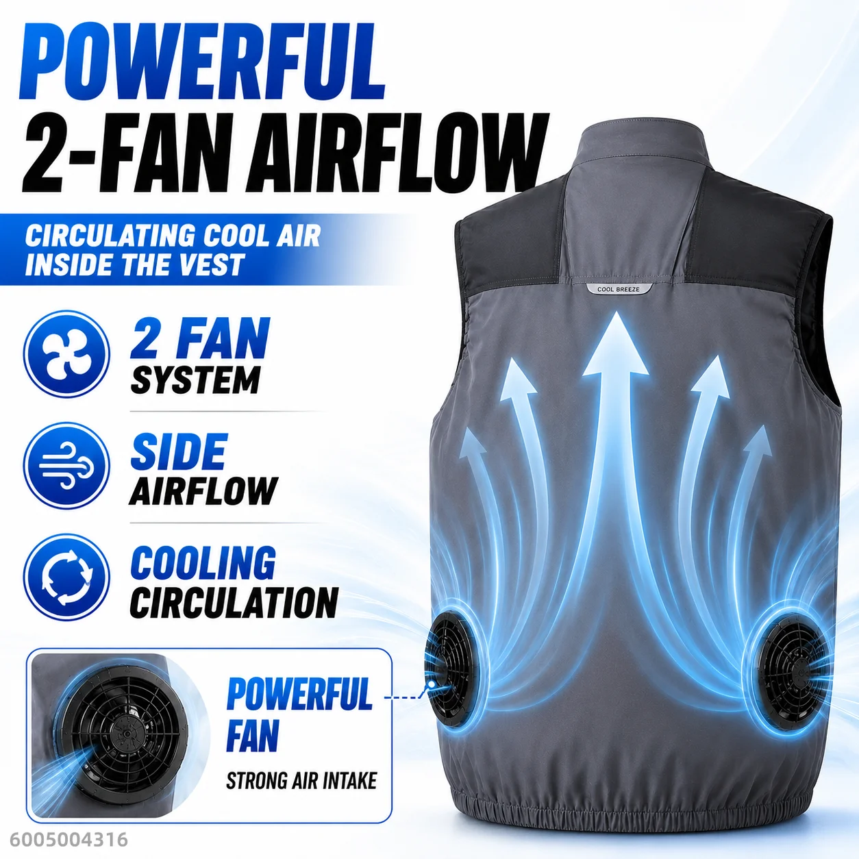 2/4 Fan Cooling Vest for Men Women Lightweight USB Airflow Workwear for Fishing Hiking Outdoor Sports Power Bank Not Included