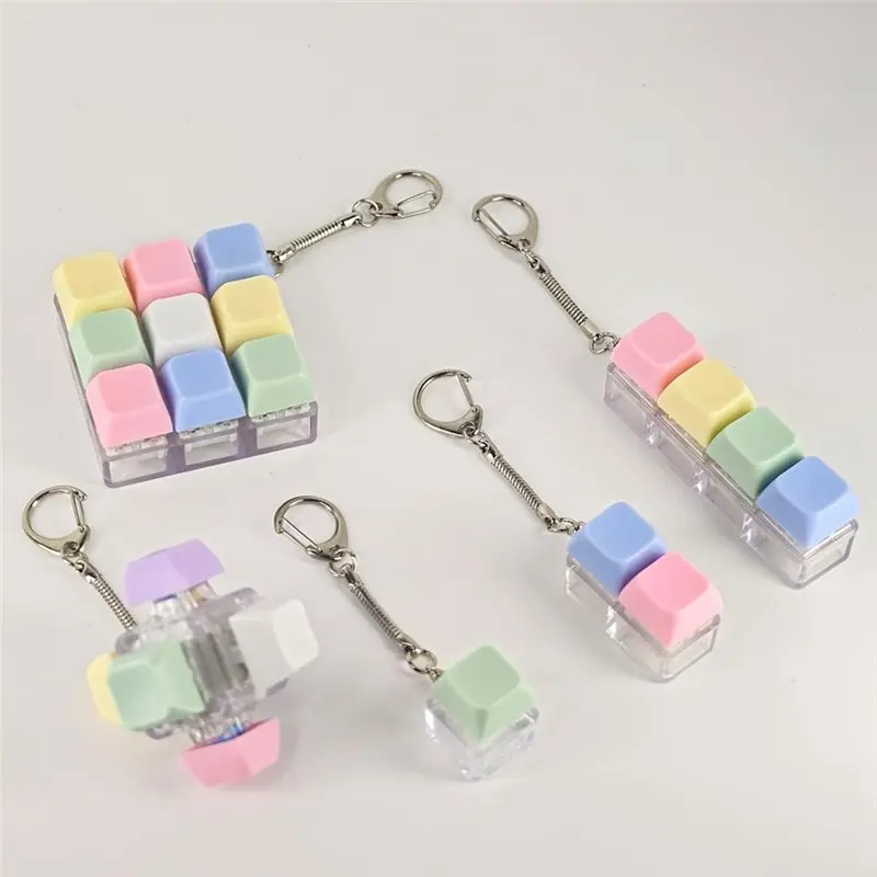 B05C-Keyboard Fidget -Silent Clicking Sensory For Adults, Portable Stress Relief Keychain Anxiety Relief Device