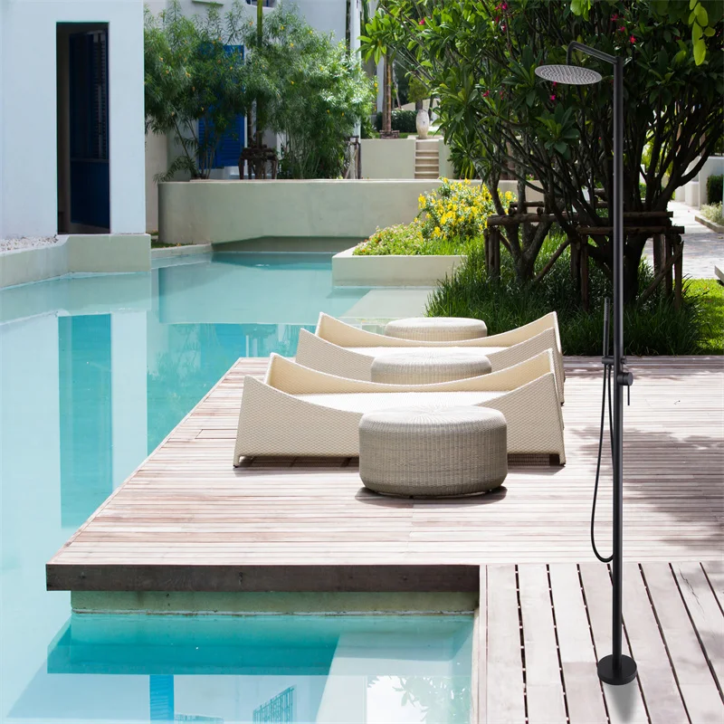 Freestanding Outdoor Shower Set Outdoor Bathroom Swimming Pool Garden Shower Beach and Seaside Cold and Hot Mixer