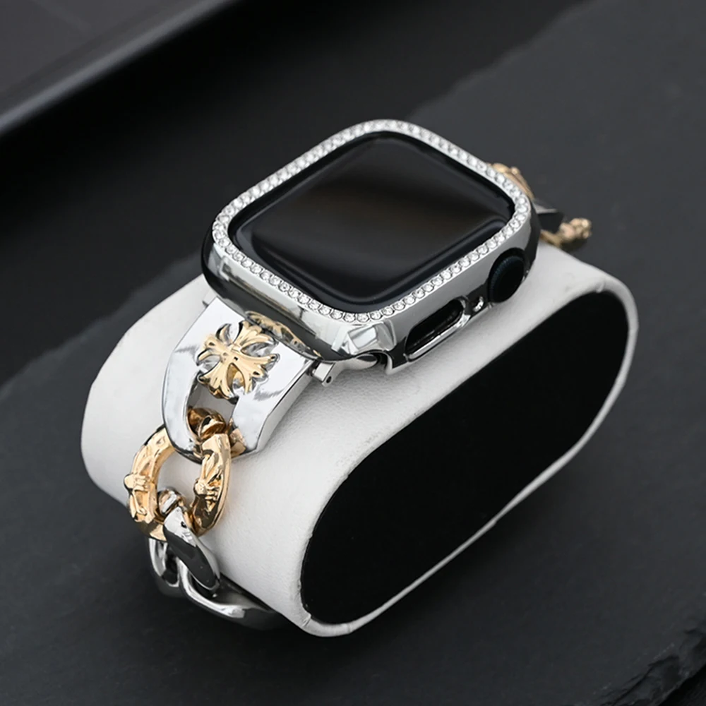 Women Stainless Steel Band for Apple Watch Ultra2 9 8 7 49 42 44 45mm Girls Hearts Bracelet for IWatch6 5 4 Se 38 40 41mm Strap