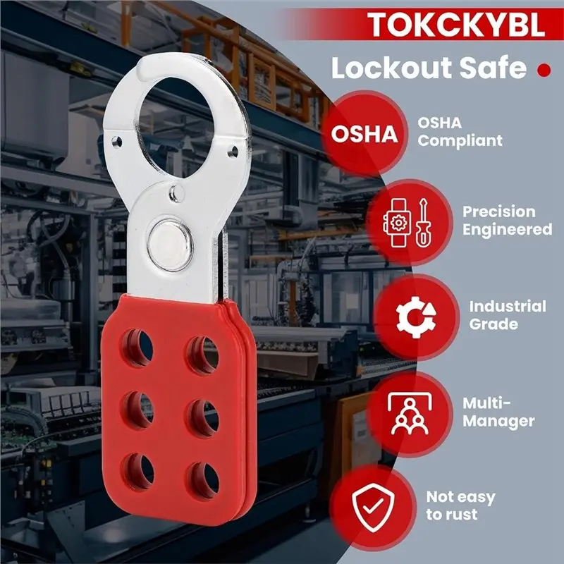 DTA4-Lock Out Tag Out Hasp Tamper-Proof Hasp, Red Lockout Hasp For Safety Padlocks