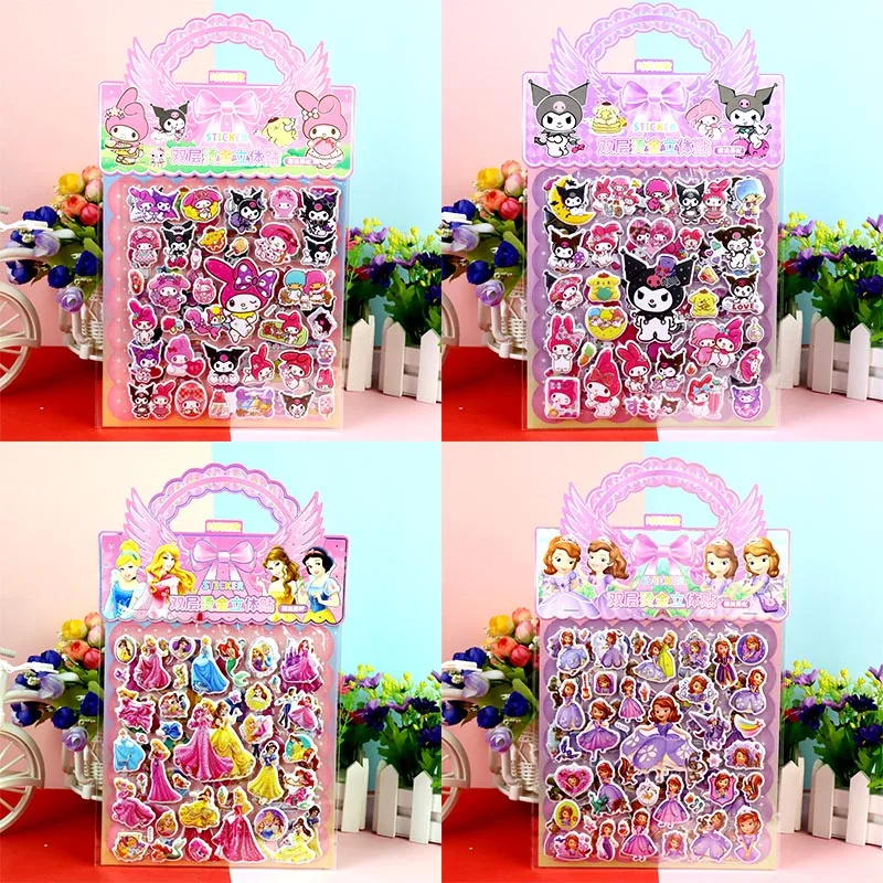 12pack/lot Sanrio Disney Princess Stickers Kawaii Scrapbooking DIY Diary Decorative Stationery Sticker Album Stick Label