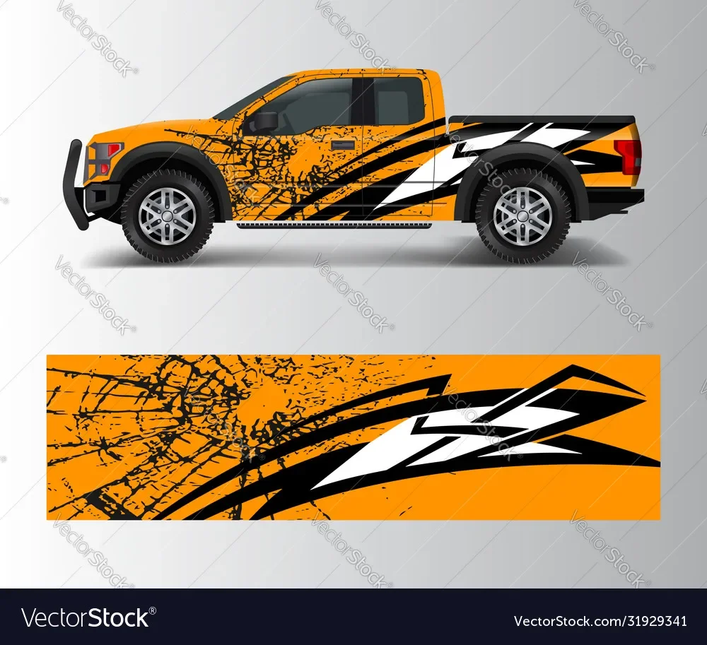 

Пикап оранжевый автомобиль полная упаковка наклейка автомобильная наклейка декоративная вырезка кузов гоночная графическая наклейка виниловая пленка современный дизайн красный ретро
