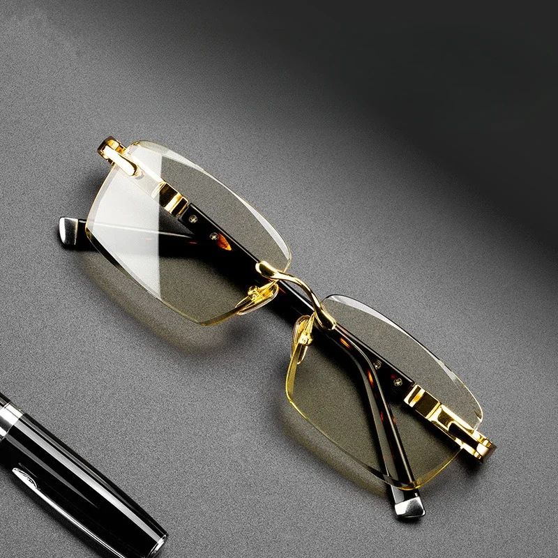 Men's Metal Material Presbyopia Glasses Borderless Advanced Reading Glasses Eye Protection Business Glasses image 3