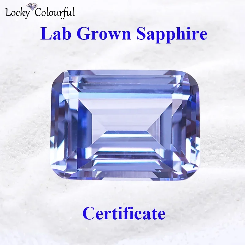 

Lab Grown Sapphire Cornflower Color Emerald Cut VVS1 Charms Beads for DIY Jewelry Making Materials Selectable AGL Certificate