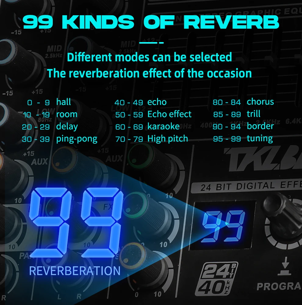 TKL L10 Mixer Audio professionale 10 canali 99 effetti DSP DJ Mixing Console Bluetooth USB 48V Mixer Audio Stage Concert