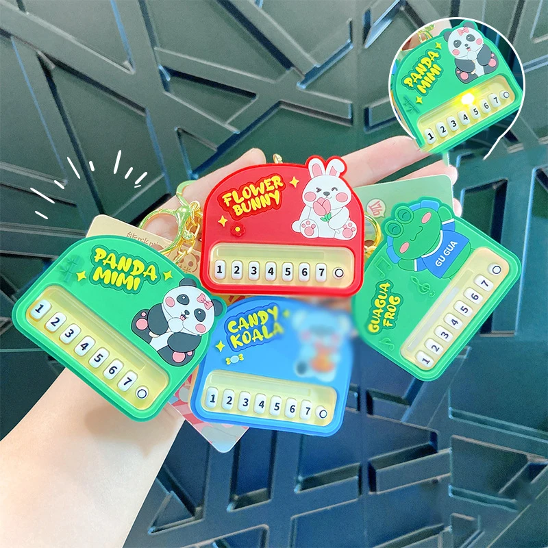 Mini pianomuziek speelgoed sleutelhanger creatieve lichtgevende elektronische pianotas hanger cartoon dier piano oplichten sleutelhanger charme cadeau