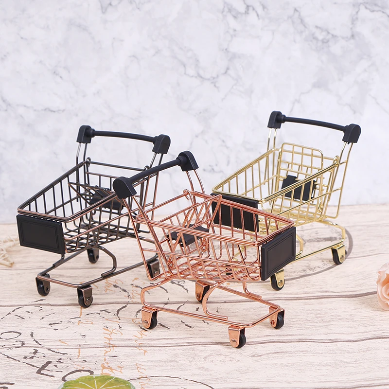 Mini Shopping Cart Trolley Home Office Sundries Storage Ornaments Children's Toy