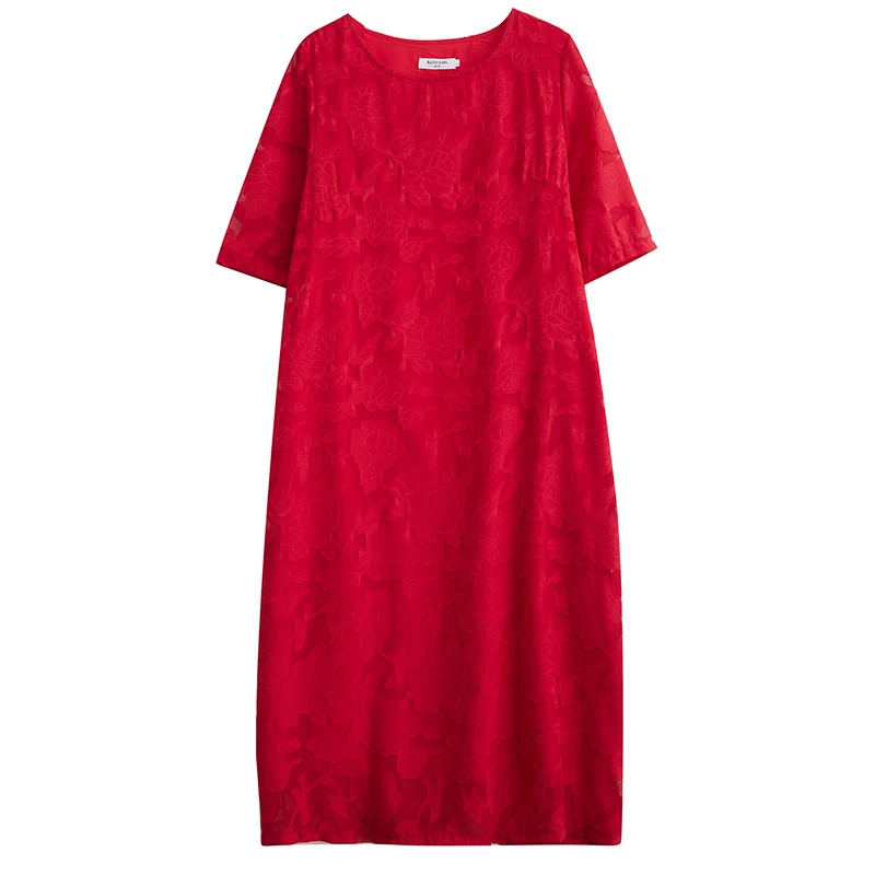 Nyfs 2023 Zomer Nieuwe Vintage Effen Vrouw Jurk Vestidos Gewaad Ete Femme Elbise Losse Polyester Pioen Lange Jurk