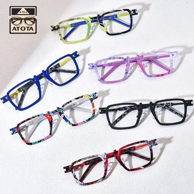 

New Color Ultra-light Pure Titanium Fashion square Glasses Frame Can Be Paired with Anti-blue Light Glasses for Myopia Men Women