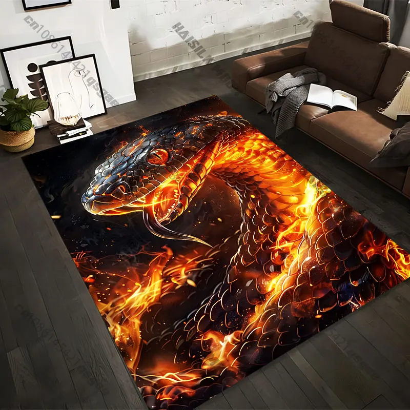 Alfombras impresas con diseño de serpiente ardiente de 21 tamaños, con potente brillo, para adultos, tapetes de yoga, decoración de sala de estar, felpudos personalizados
