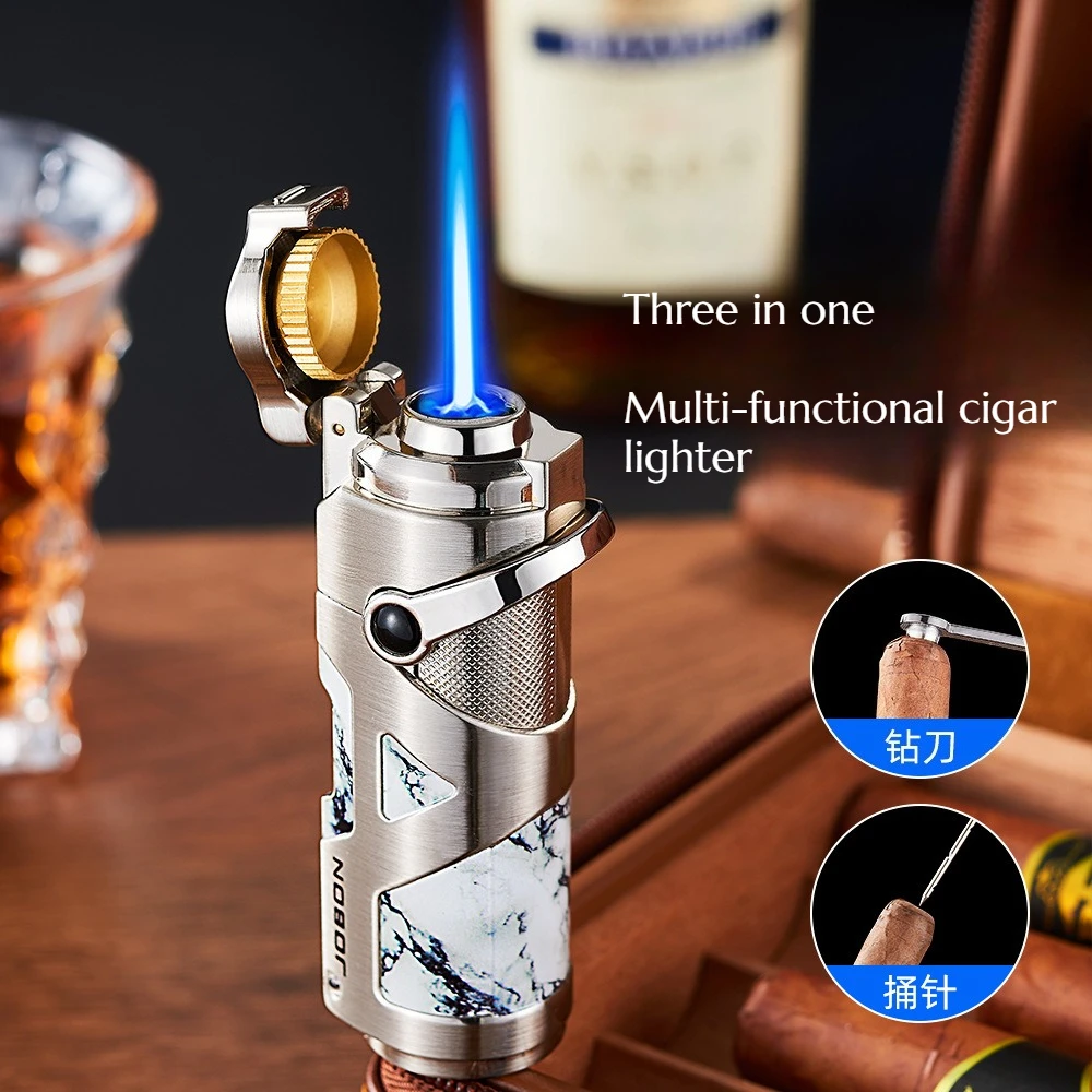 

3-in-1 Multi-functional Cigar-specific Lighter When Used Moxibustion Directly Shoots Cigar Into Blue Flame Cigarette Accessories