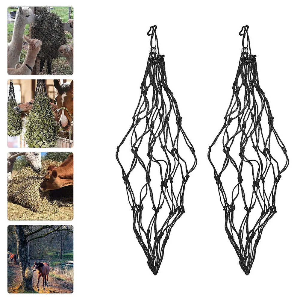 2 قطعة تغذية بطيئة شبكات قش الحصان أكياس معلقة متينة متعددة الوظائف كيس تغذية مستقر توفير تغذية تقليل النفايات