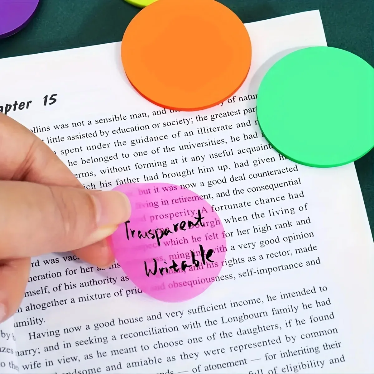 160 Sheets Pack Cute round Transparent Sticky Notes Clear Waterproof Page Flags Book Markers Sticky Tabs for Organizing