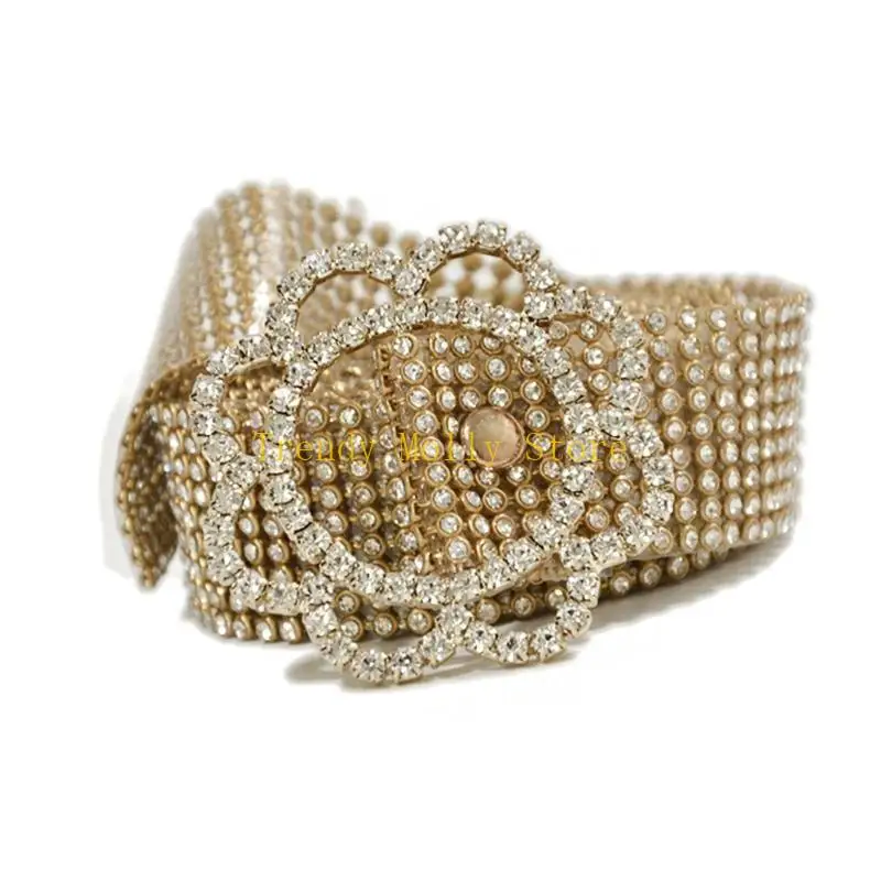 N5kb Women Crystal for Rhinestone Chain Belt Belt Party Club لامعة بريق مجوهر