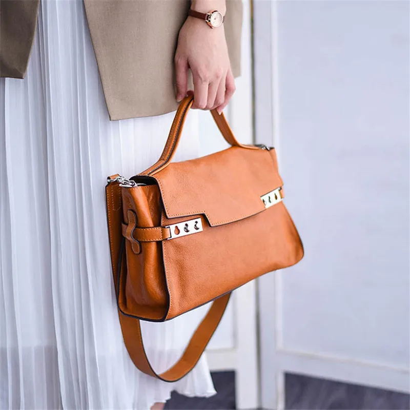 

Fashion vintage designer handmade Joker genuine leather women's handbag casual luxury cow leather ladies brand shoulder bag