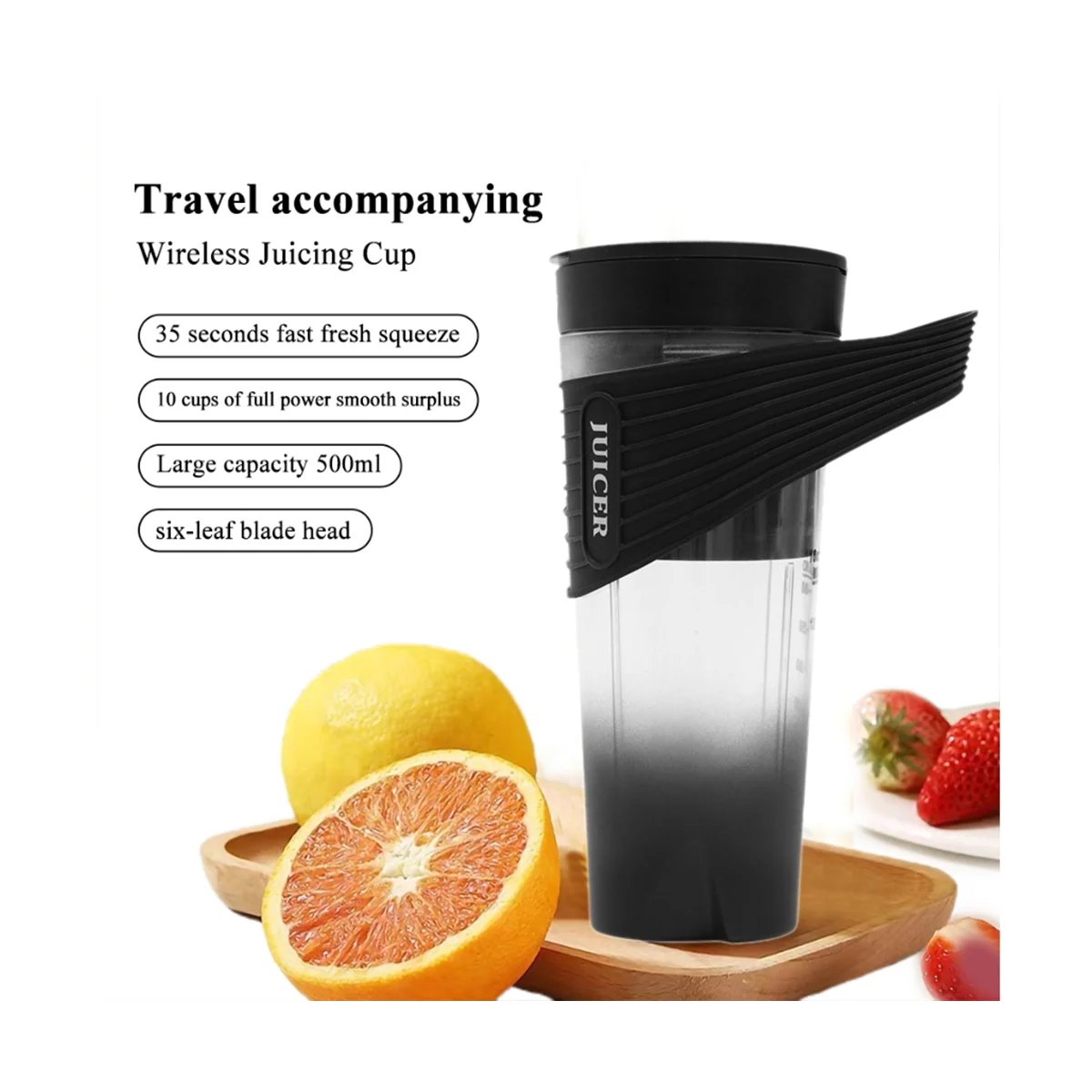 400ML przenośny Blender ssmoothie sokowirówki USB do wielokrotnego ładowania w podróży do domu elektryczne miksery do owoców-czarne